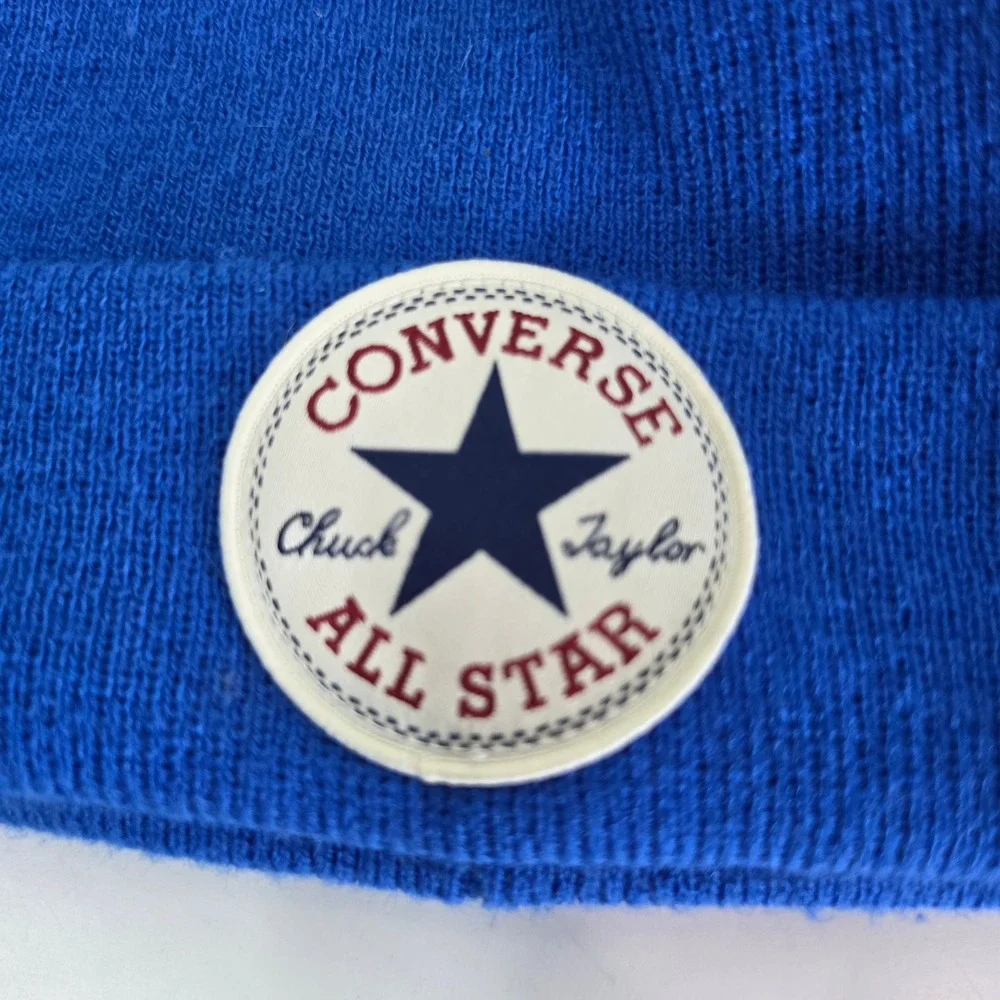 Converse Chuck Taylor All Star Youth Pom Beanie Hat Blue Yellow Knit 5283-U3H